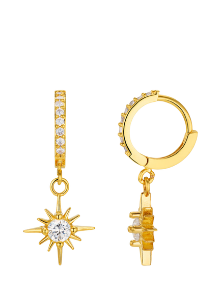Orelia Crystal Star Charm Micro Hoop Earrings, Gold, Crystal
