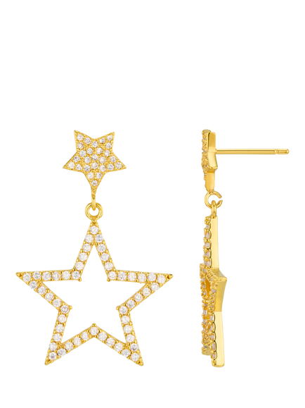 Orelia Crystal Star Drop Stud Earrings, Gold, Crystal