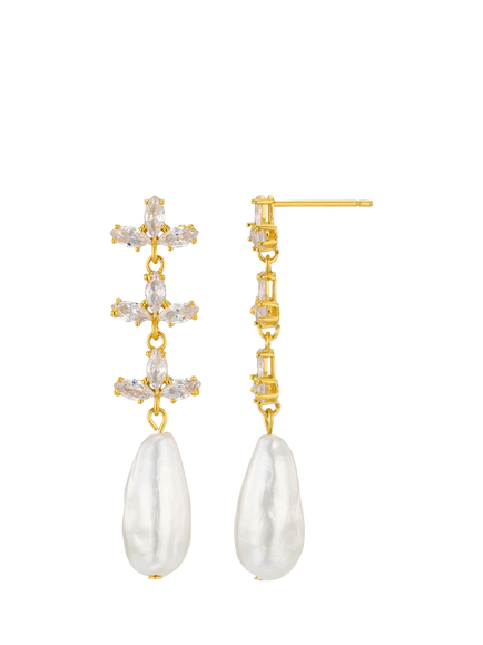 Orelia Pear and Crystal Bar Drop Earrings, Gold, Crystal