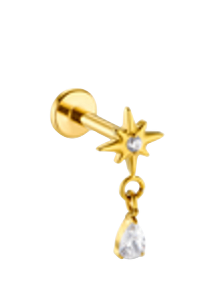 Orelia Sunburst Star Single Crystal Earring, Gold, Crystal