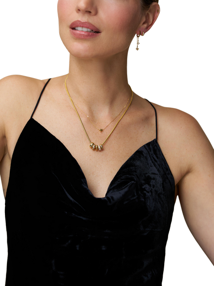 Orelia Star Chain Drop Huggie Hoop Earrings, Gold - view 2, Crystal