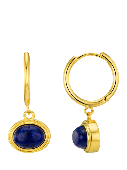 Orelia Lapis Drop Hoop Earrings, Gold, Sapphire