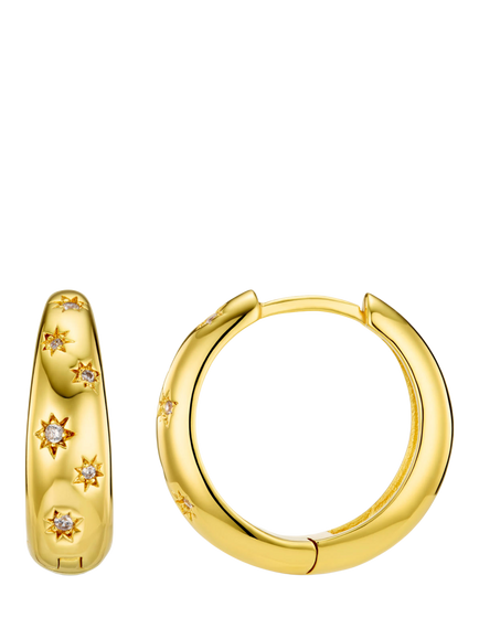 Orelia Cubic Zirconia Starburst Hoop Earrings, Gold, Pale Gold