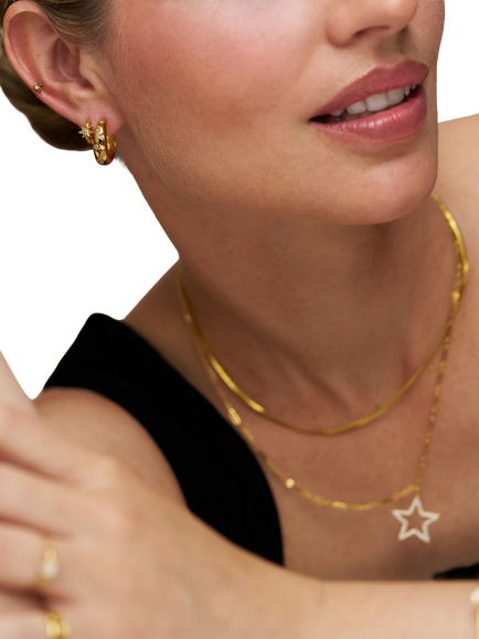 Orelia Cubic Zirconia Starburst Hoop Earrings, Gold - view 2, Pale Gold