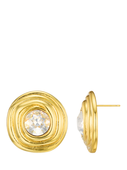 Orelia Crystal Spiral Stud Earrings, Gold, Crystal