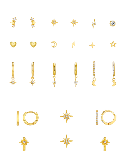 Orelia 25 Days Earring Stacking Advent Calendar Gift Set, Gold, Gold