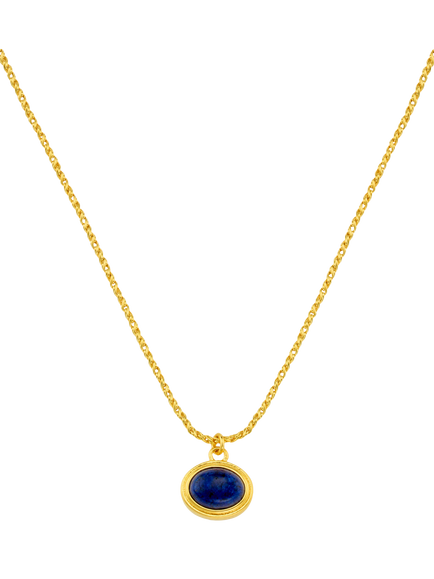 Orelia Lapis Stone Pendant Necklace, Gold, Lapis