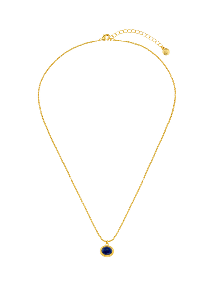 Orelia Lapis Stone Pendant Necklace, Gold - view 2, Lapis