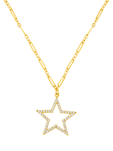 Orelia Crystal Star Pendant Necklace, Gold, Crystal