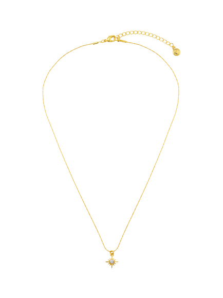 Orelia Crystal Star Pendant Necklace, Gold - view 2, Crystal