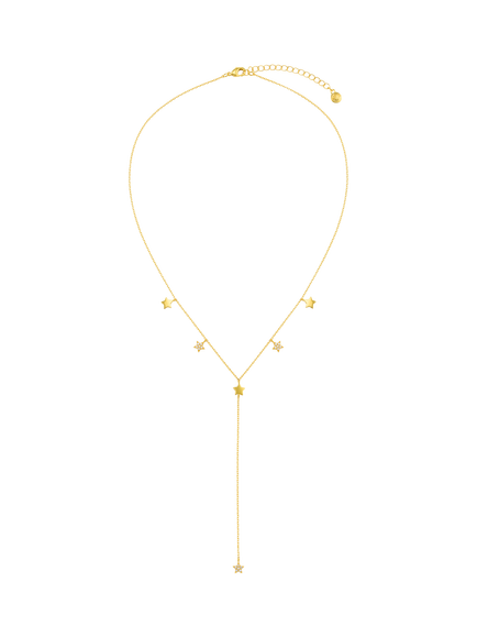 Orelia Lariat Crystal Star Drop Necklace, Gold, Crystal