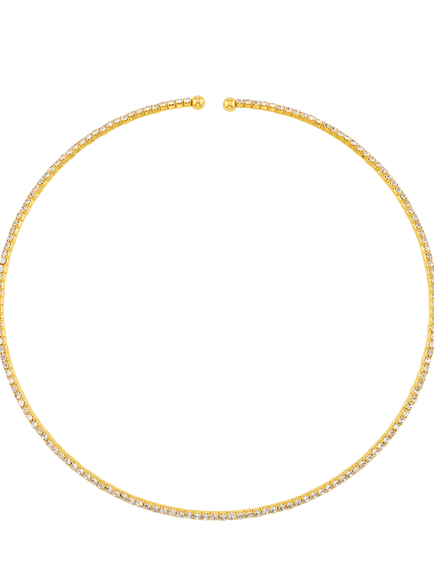 Orelia Crystal Torc Tennis Necklace, Gold - view 2, Crystal