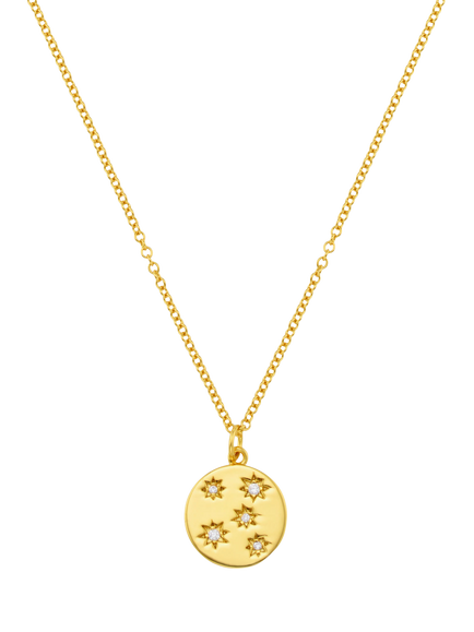 Orelia Crystal Starburst Coin Pendant Necklace, Gold, Crystal