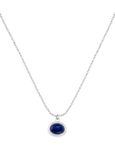 Orelia Lapis Stone Pendant Necklace, Silver, Silver