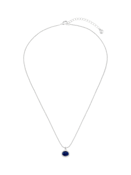 Orelia Lapis Stone Pendant Necklace, Silver - view 2, Silver