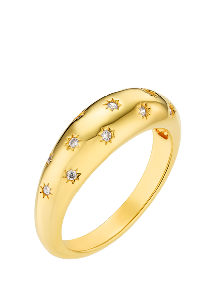 Orelia Starburst Crystal Ring, Gold, Crystal