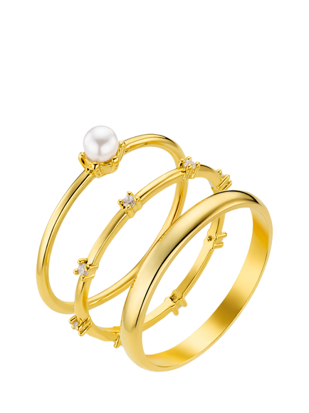 Orelia Crystal Ring Stacking Set, Pearl, M/L, Pearl