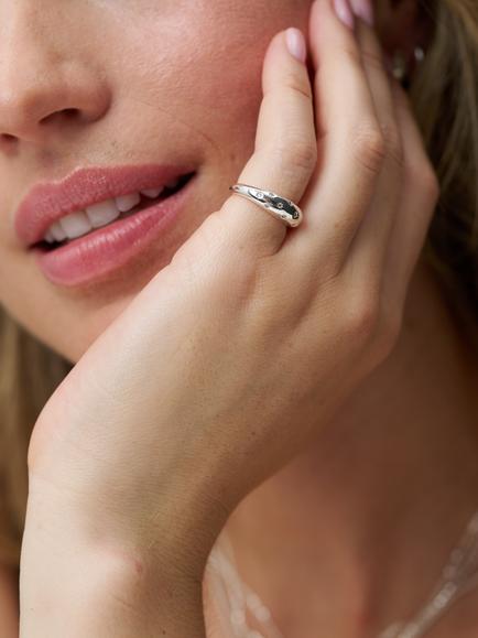 Orelia Crystal Starburst Domed Ring, M/L - view 2, Silver
