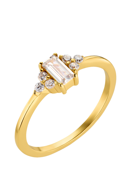 Orelia Baguette Crystal 18ct Gold Plated Ring, Size L, Crystal