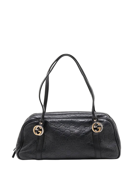 Pre-loved GUCCI Guccissima Leather Shoulder Bag, Black, Black
