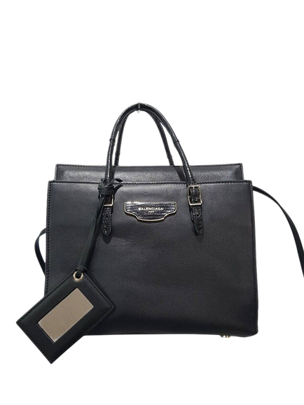Pre-loved Balenciaga City Plate Leather Portfolio Bag, Black, Black