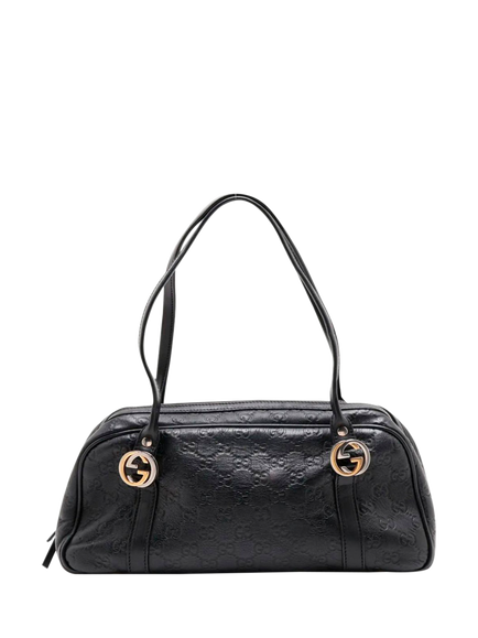 Pre-loved GUCCI Guccissima Leather Shoulder Bag, Black, Black