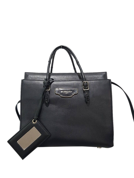 Pre-loved Balenciaga City Plate Leather Portfolio Bag, Black, Black