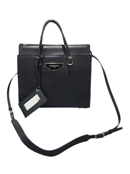 Pre-loved Balenciaga City Plate Leather Portfolio Bag, Black - view 2, Black