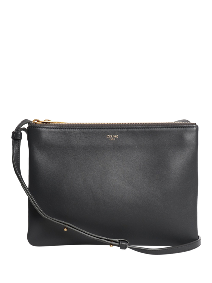 Pre-loved CELINE Trio Large Leather Shoulder Bag, Black, Black