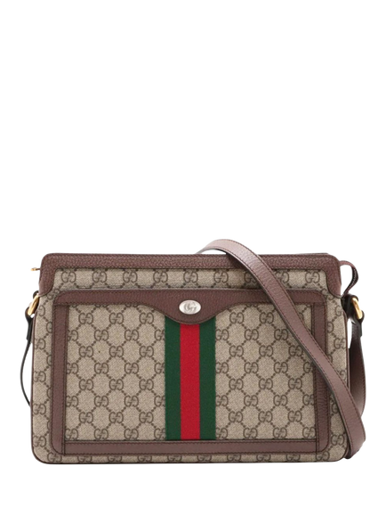 Pre-loved GUCCI GG Supreme Shoulder Bag, Brown, Brown