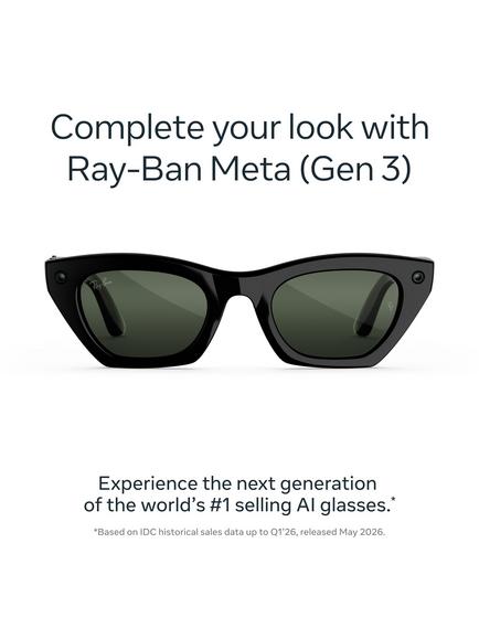 Meta Ray-Ban Meta Zena (Gen 3) Glasses, Shiny Black, Transitions Graphite Green Lens - view 2, Black