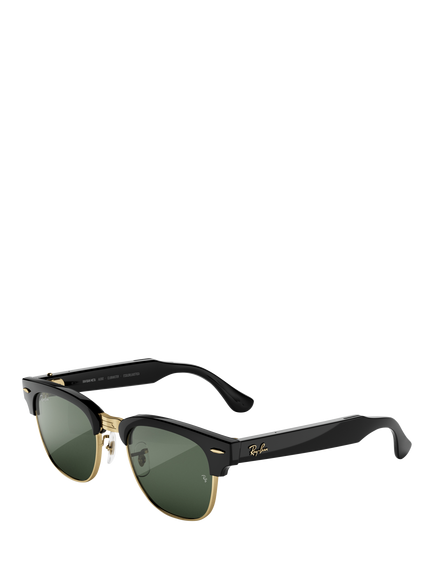 Meta Ray-Ban Meta Audio Clubmaster Glasses, Shiny Black, Transitions Gen S Graphite Green Lens, Black
