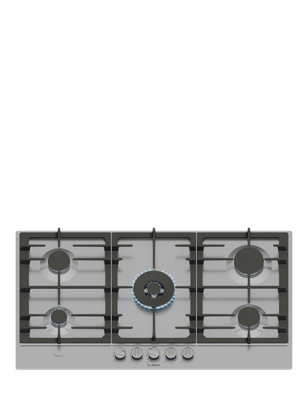Bosch OUTLET Series 6 PCR9A5I90 90cm with Flame select Gas Hob, Like New, Stainless Steel, Stainless Steel