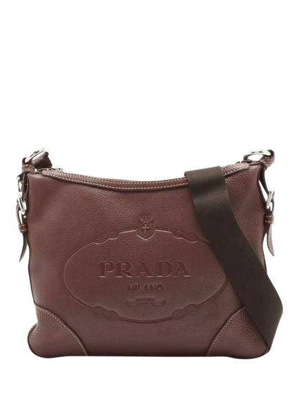 Pre-loved Prada Vitello Daino Leather Shoulder Bag, Brown, Brown