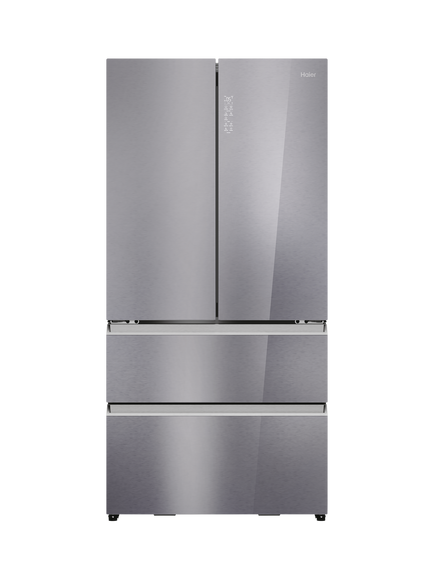 Haier HFR79F19EFGK Freestanding 60/40 French Fridge Freezer, Sapphire Glass, Sapphire Glass