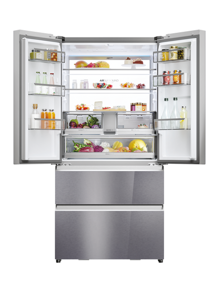 Haier HFR79F19EFGK Freestanding 60/40 French Fridge Freezer, Sapphire Glass - view 2, Sapphire Glass