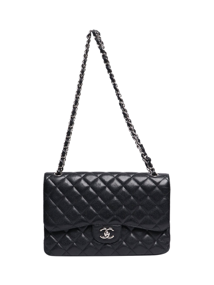 Pre-loved CHANEL 2012 Jumbo Diamond Quilted Caviar Classic Double Flap Shoulder Bag, Black - view 2, Black