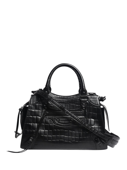 Pre-loved Balenciaga Croc Embossed Neo City Bag, Matt Black, Black