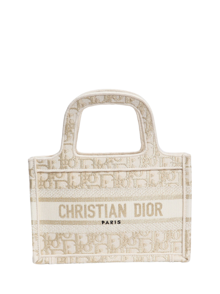 Pre-loved Christian Dior Mini Book Tote Bag, Cream, Cream
