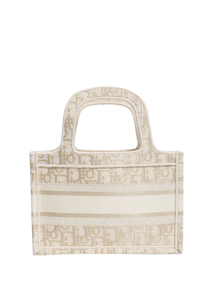Pre-loved Christian Dior Mini Book Tote Bag, Cream - view 2, Cream