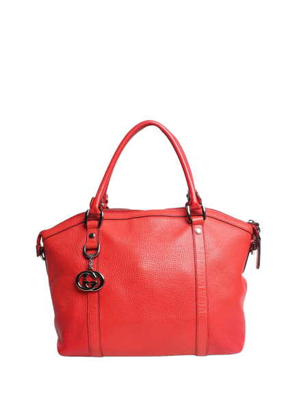 Pre-loved GUCCI GG Dome Leather Tote Bag, Red, Red