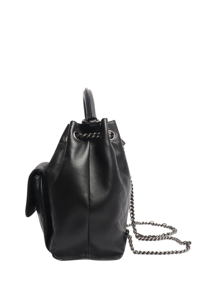 Pre-loved CHANEL 2016 Diamond Stitching Leather Backpack, Black - view 2, Black