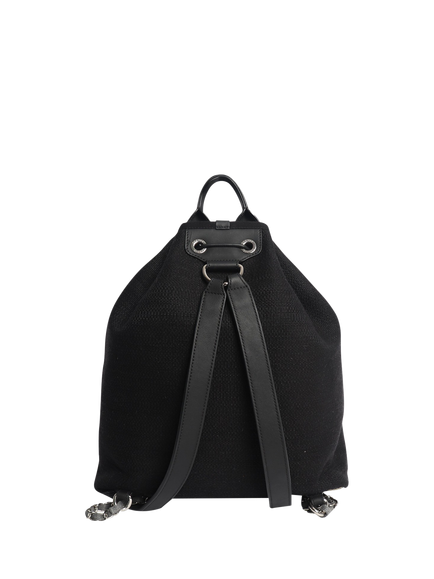 Pre-loved CHANEL 2018 Rue Cambon Canvas Backpack, Black - view 2, Black