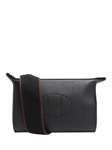 Pre-loved Hermès Videpoches Cemence Leather Crossbody Bag, Black, Black
