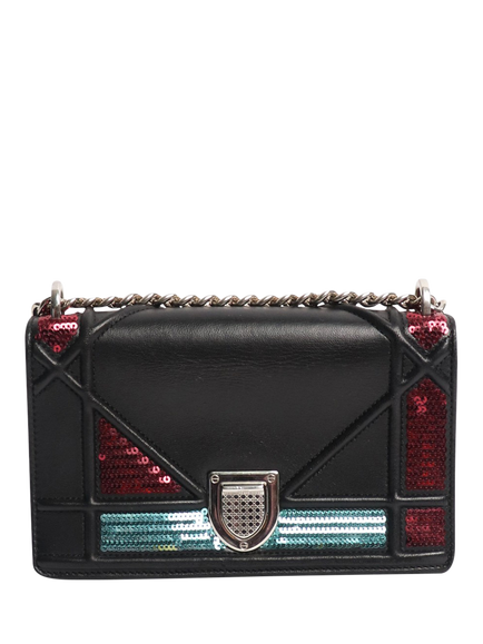 Pre-loved Christian Dior Small Sequin Diorama Crossbody Bag, Black, Black