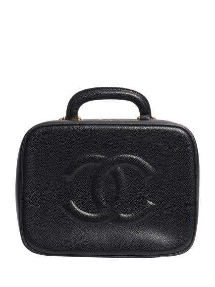 Pre-loved CHANEL Vintage 1996 Caviar Leather Vanity Bag, Black, Black