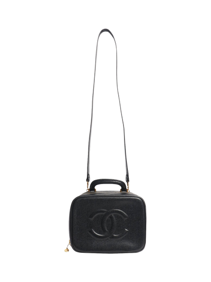 Pre-loved CHANEL Vintage 1996 Caviar Leather Vanity Bag, Black - view 2, Black