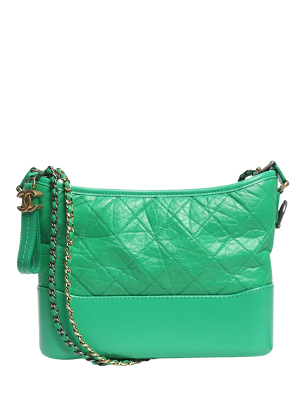 Pre-loved CHANEL 2019 Gabrielle Leather Quilted Crossbody Bag, Green, Green