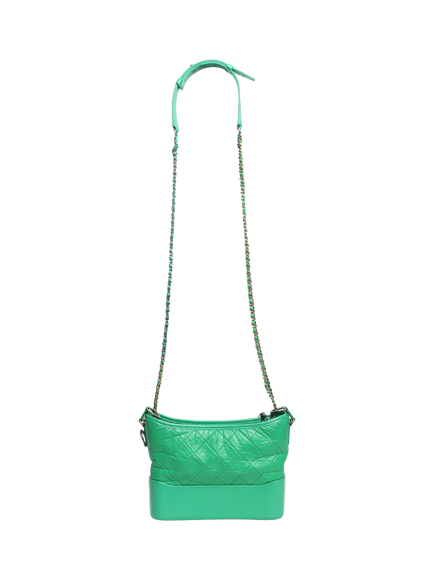 Pre-loved CHANEL 2019 Gabrielle Leather Quilted Crossbody Bag, Green - view 2, Green