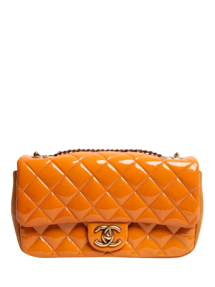 Pre-loved CHANEL 2015 Patent Flap Bag, Mustard Yellow, Yellow
